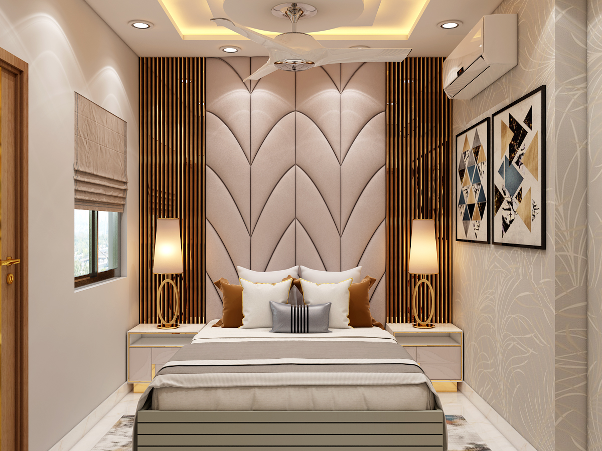 3bhk aparment design with beige wall
