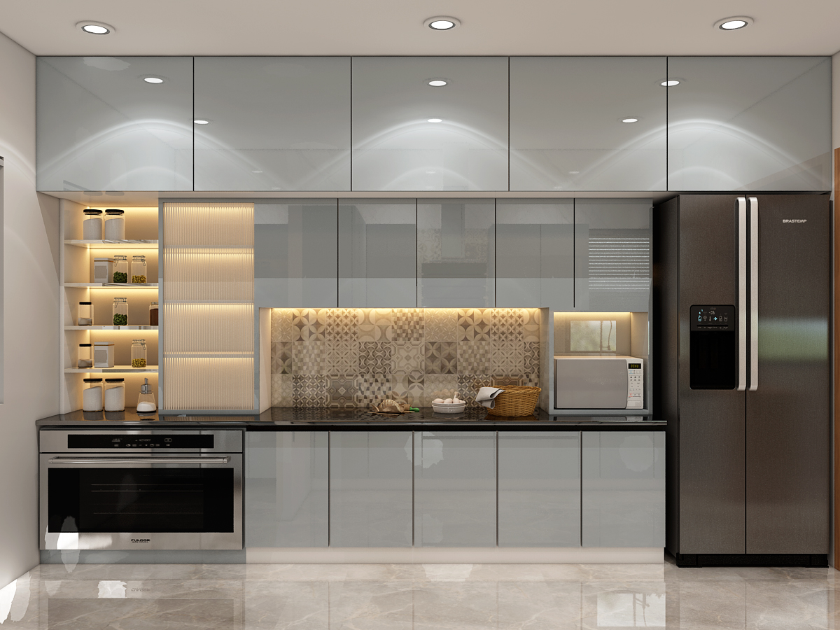 3bhk aparment design with beige wall